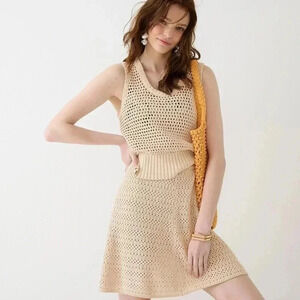 NWT J Crew ‎ Womens Size XL Dusty Ivory POINTELLE KNIT Crochet A-line MINI SKIRT